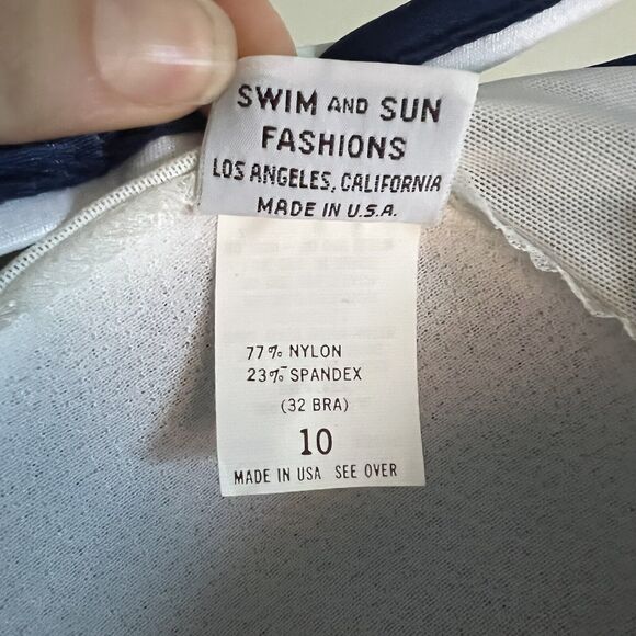 Vintage De Weese Design Swimsuit Blue Scooped Back Pinup Size 10/32 Bra Lined - Picture 5 of 7